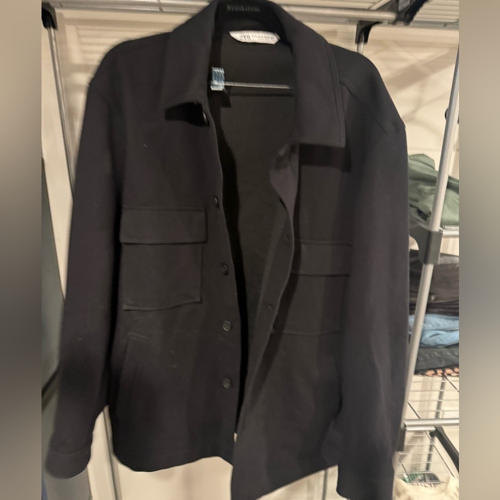 ZARA Mens Black Button Down Shacket